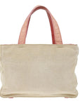 PRD Hand Bag Canvas Beige Pink Auth