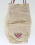 PRD Hand Bag Canvas Beige Pink Auth