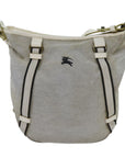 BBERRY Blue Label Shoulder Bag Canvas Gray Auth