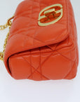 CHRISTIAN DOR Canage Shoulder Bag Leather Orange Auth SA