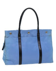 PRD Hand Bag Nylon Light Blue Black Auth