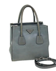 PRD Hand Bag Leather way Gray Auth