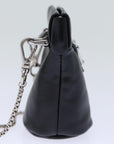 PRD Chain Shoulder Pouch Leather Black Auth