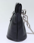 PRD Chain Shoulder Pouch Leather Black Auth