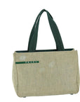 PRD Hand Bag Canvas Green Beige Auth