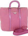 PRD Hand Bag Nylon way Pink Auth