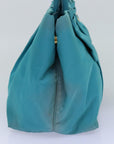 PRD Hand Bag Nylon Turquoise Blue Auth