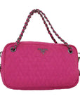 PRD Chain Hand Bag Nylon Pink Auth