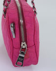 PRD Chain Hand Bag Nylon Pink Auth