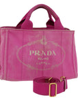 PRD Canapa PM Hand Bag Canvas way Pink Auth