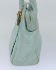 CHRISTIAN DOR Canage Hand Bag Leather way Green Auth