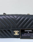 CHNL Mini Flap Bag Chevron Caviar Black GHW