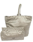 PRD Hand Bag Nylon Silver Auth