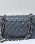 CHNL Caviar Quilted Small Double Flap Dark Grey