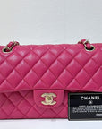 CHNL Small Classic Double Flap Caviar Quilted Red GHW 