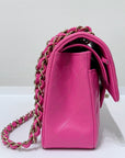 CHNL Classic Quilted Small Double Flap 22K Hot Pink