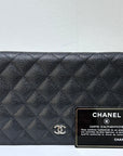 CHNL Large Iridescent Caviar Quilted Zip Around Organizer Wallet Black