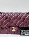 CHNL Lambskin Quilted Medium Double Flap Burgundy