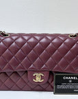 CHNL Lambskin Quilted Medium Double Flap Burgundy