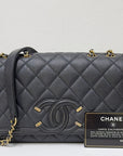 CHNL Small Caviar Quilted CC Filigree Flap Black GHW