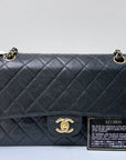 CHNL Classic Double Flap Medium Shoulder Bag Black Caviar 24k