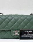 CHNL Caviar Quilted Mini Rectangular Flap Green