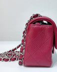 CHNL Mini Rectangular Caviar Quilted Flap Red 17B SHW