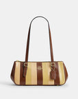 Asher Shoulder Bag With Striped Patchwork (Gold/Redwood Multi)