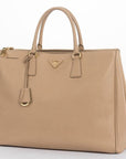 PRD BN Saffiano Lux Hand Bag, Sabbia Light Cafe Color, with Dust Cover