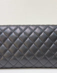 CHNL Lambskin Quilted Fold Up Again Clutch Black