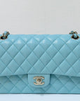 CHNL 19C Tiffany Blue Medium Caviar Classic Flap Bag GHW