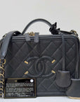 CHNL Medium Filigree Vanity Case Quilted Caviar Black GHW