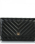 Chanel Wallet On Chain – WOC Chevron Lambskin Black SiLVer-Toned