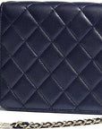 Chanel Wallet On Chain – WOC Quilted Lambskin Dark Blue SiLVer-Toned
