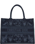 Christian DOR Blue Flower Embroidered Denim Small Book Tote