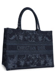 Christian DOR Blue Flower Embroidered Denim Small Book Tote