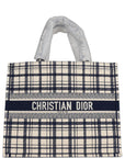 Christian DOR Blue and White Canvas Check'n' Large Book Tote
