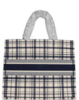 Christian DOR Blue and White Canvas Check'n' Large Book Tote