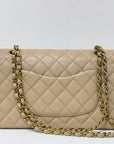CHNL Medium Vintage Timeless Classic Leather Caviar Beige