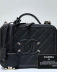 CHNL Filigree Vanity Case Quilted Caviar Medium Black