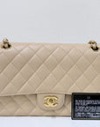 CHNL Classic Flap Medium Beige Clair GHW Caviar