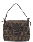FNDI Mamma Baguette Zucca Canvas Leather Shoulder Bag 8BR004