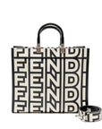 FNDI Medium Sunshine Roma Shopping Bag Calfskin Black/White SHW