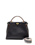 FNDI Medium Peekaboo Calfskin Dark Blue/Red GHW
