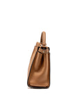 FNDI Medium Peekaboo Tote Bag Grained Calfskin Dark Beige SHW