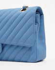 CHNL Womens Quilted Caviar Chevron Classic Double Flap Medium