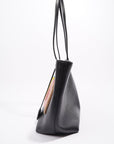FNDI Logo Roll Tote Black Leather / Shearling Large
