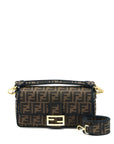 FNDI Baguette Bag FF Jacquard Fabric Brown GHW