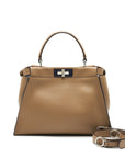 FNDI MEDIUM PEEKABOO BAG DARK BEIGE WITH SHW