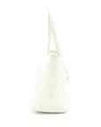 Christian DOR Canvas and Leather Tote Bag in Creamy White